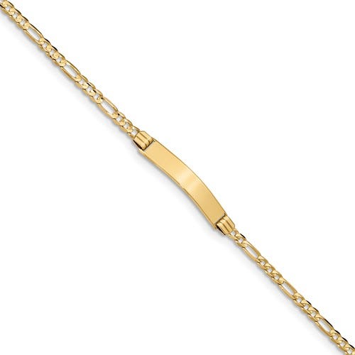 Custom Engraved 14K Gold Women's Figaro Link ID Bracelet