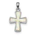 Sterling Silver White Created Opal Cross Pendant