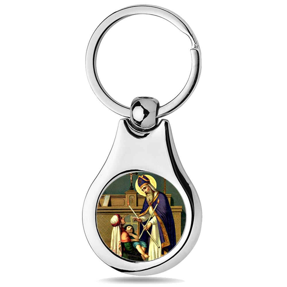 Stainless Steel Color Saint Blaise Keychain