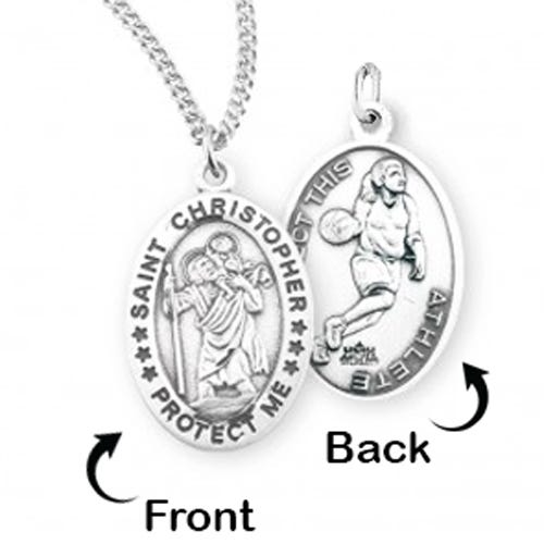 Saint Christopher Double Sided Female Basketball Medal
