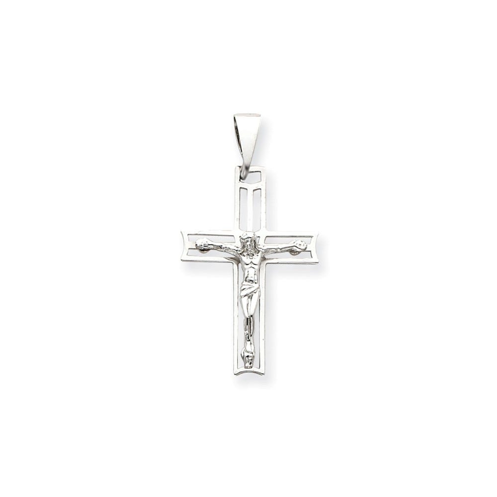 14K White Gold Crucifix Pendant