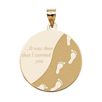 Engravable Round Footprints in the Sand Pendant or Charm