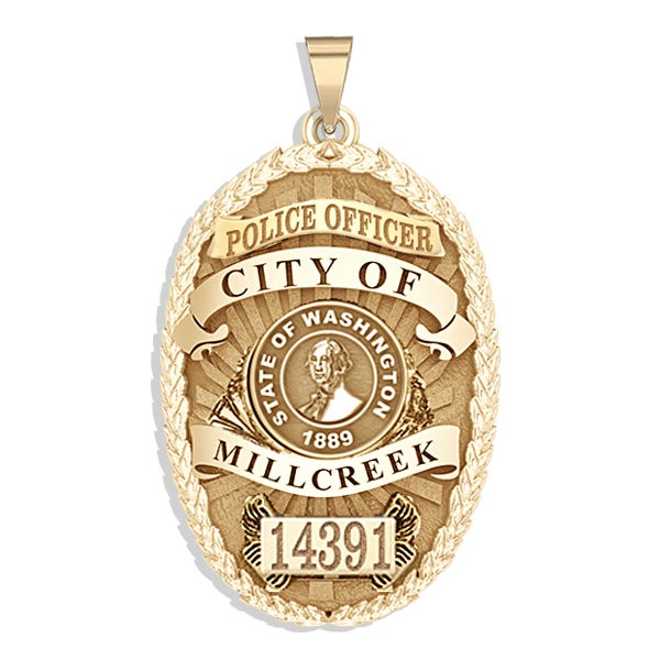 Personalized Millecreek, Washington Police Badge with Your Rank and Badge Number