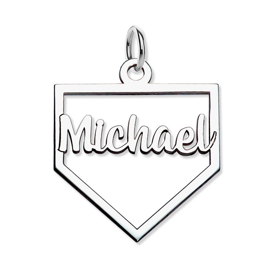 Personalized Cut-Out Baseball Homeplate Pendant with Name