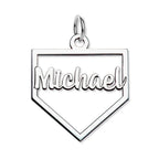 Personalized Cut-Out Baseball Homeplate Pendant with Name