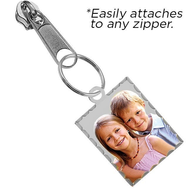 Zipper Pull Petite Rectangle with Diamond Cut Edge Charm