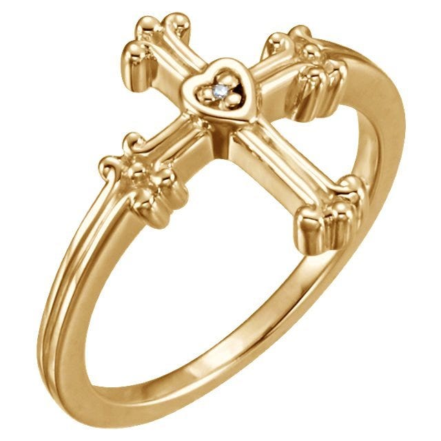 Trefoil Heart Cross Ring With Diamond Accent
