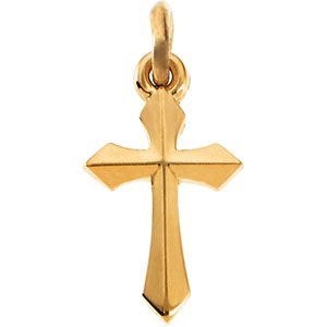 14K Yellow Gold Flared Cross Pendant
