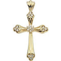 Diamond Budded-Ends Cross Pendant