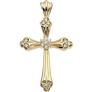 Diamond Budded-Ends Cross Pendant