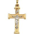 Two Tone Stepped-Ends Crucifix Pendant
