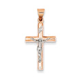 14K Two-Tone Gold Hollow Crucifix Pendant