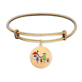 Expandable Laser Engraved Bracelet with Round Charm