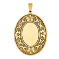 14K Gold Filled Antiqued Floral Oval Photo Locket