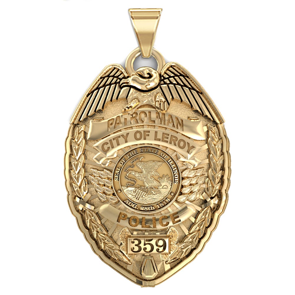 Personalized Illinois Police Badge with Your Name, Rank, Number & Department