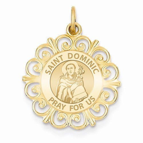 Saint Dominic Round Filigree Religious Medal