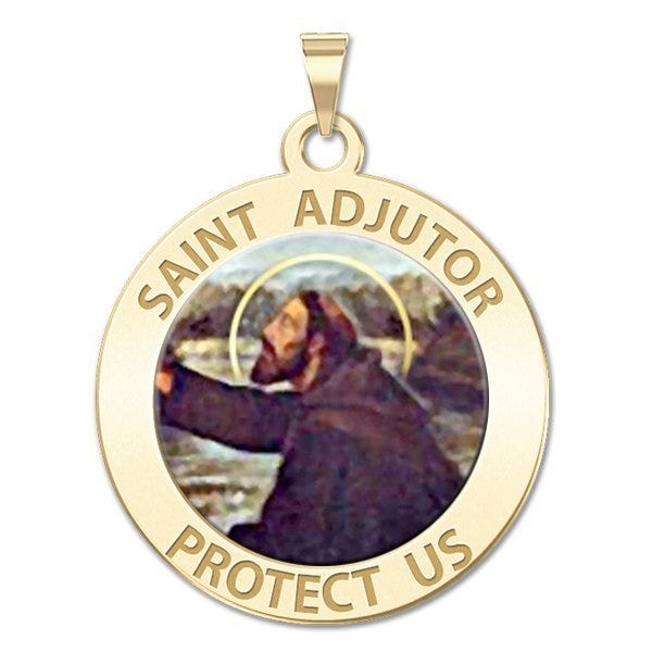 Saint Adjutor Round Religious Medal - Color