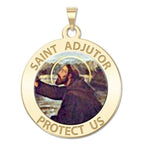 Saint Adjutor Round Religious Medal - Color