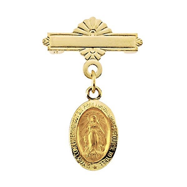 14K Gold Miraculous Religious Baptismal Brooch