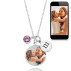 Petite Photo Engraved Charm with Birthstone