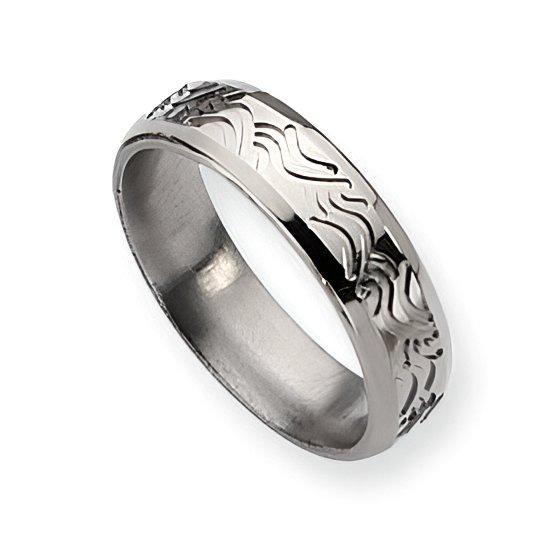 Titanium Wave Design Approx. 0.24 Inch Brushed and Polished Wedding Band