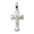 Sterling Silver Satin And Polished Crucifix Pendant