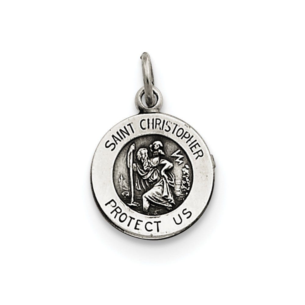 Sterling Silver Antiqued Saint Christopher Medal