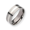 Titanium Sterling Silver Inlay Approx. 0.31 Inch Polished Wedding Band