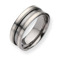 Titanium Sterling Silver Inlay Approx. 0.31 Inch Satin Wedding Band