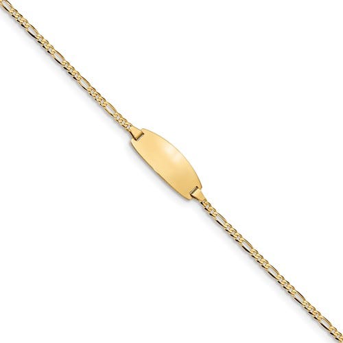 Custom Engraved 14K Gold Children's Figaro Link ID Bracelet