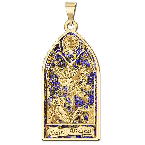 Saint Michael - Stained Glass Religious Medal