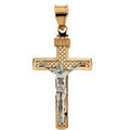 Two Tone Textured-Center Crucifix Pendant