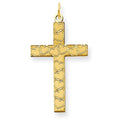 14K Laser Designed Heart-Pattern Cross Pendant