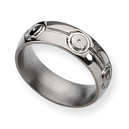 Titanium Circle Design Approx. 0.28 Inch Polished Wedding Band