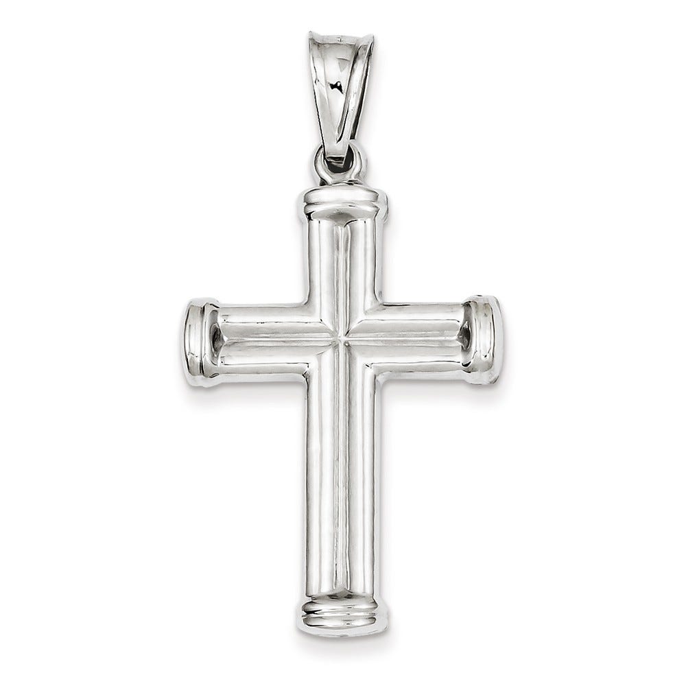 14K White Gold Hollow Cross Pendant
