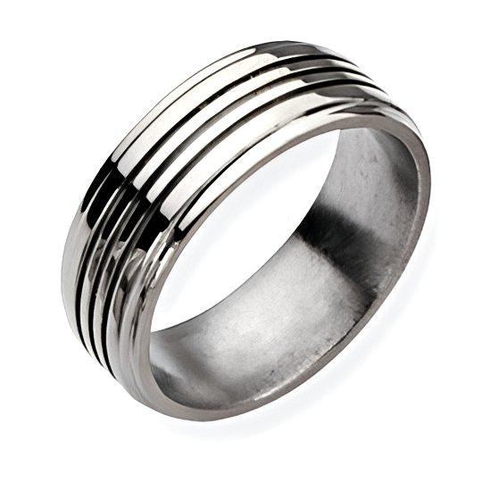 Titanium Grooved Approx. 0.31 Inch Polished Wedding Band