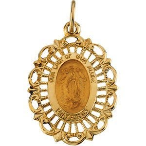 14K Gold Our Lady of Guadalupe Religious Medal