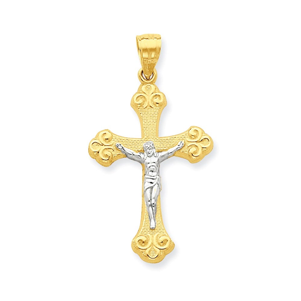 Gold Plated And Rhodium Crucifix Pendant