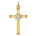 Two Tone Cross With Dove Pendant