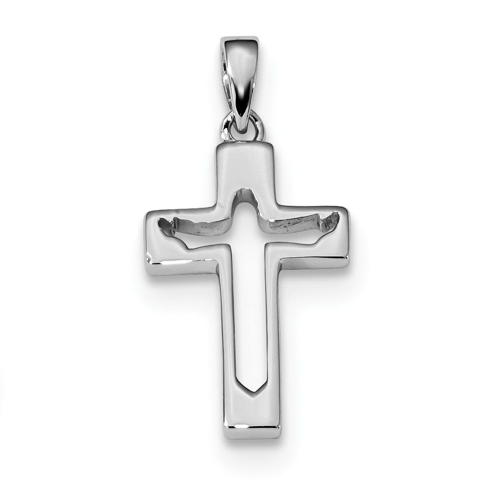 Rhodium Plated Jesus Cut-Out Cross Pendant