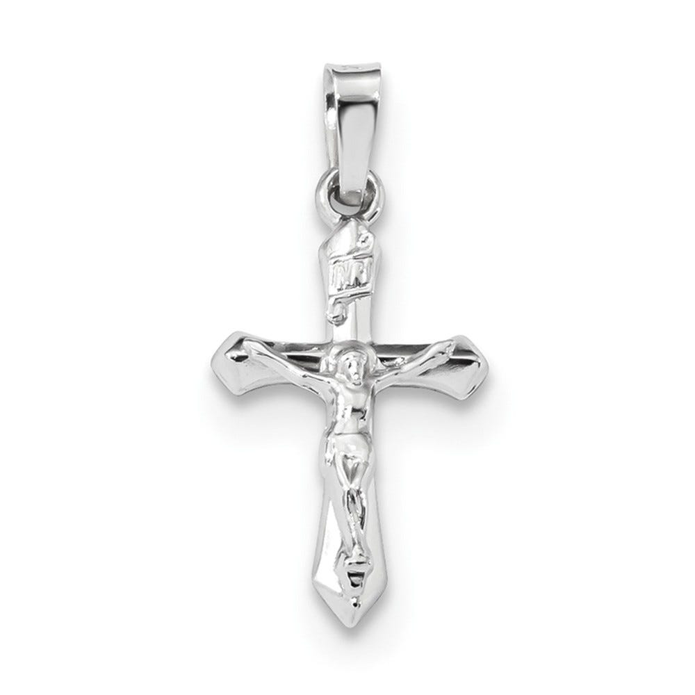 White Gold Polished Inri Crucifix Pendant