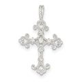 Openwork Heart Scroll Cz Cross Pendant