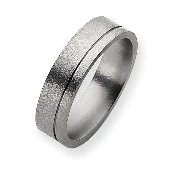 Titanium Grooved Approx. 0.24 Inch Satin and Polished Wedding Band