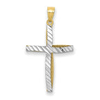 10K And Rhodium Cross Pendant