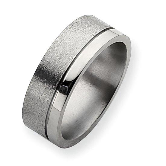 Titanium Grooved Approx. 0.31 Inch Satin and Polished Wedding Band