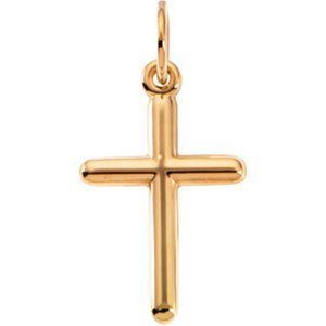 14K Yellow Gold Rounded-Bar Cross Pendant
