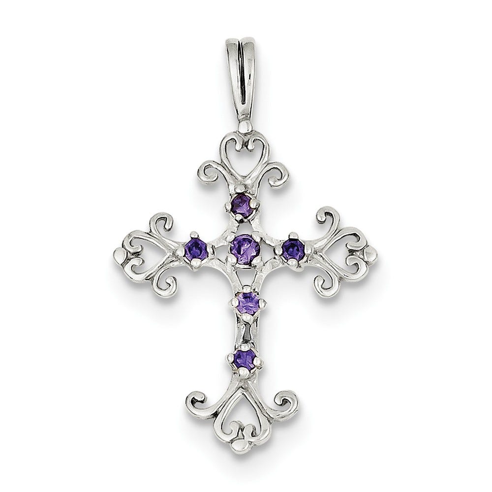 Purple Cz Cross Charm