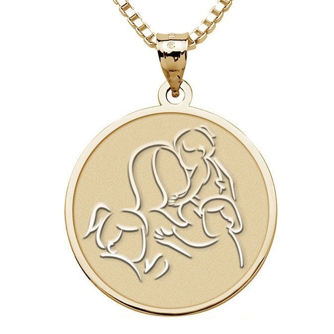 Mother with Three Daughters - Round Pendant