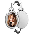 Sterling Silver Open Face Oval Photo Pendant with Engravable Back