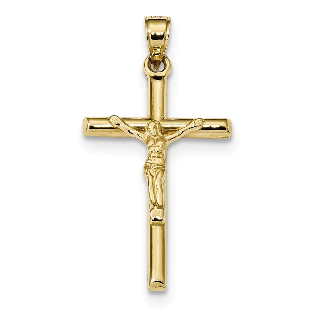 10K Yellow Gold Hollow Crucifix Pendant